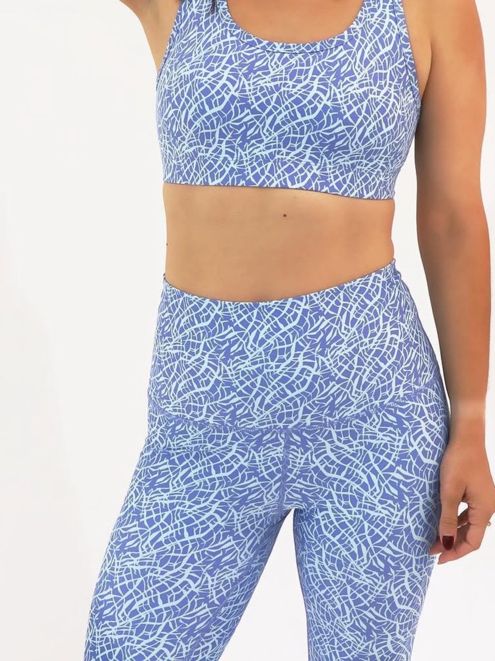 Boldbody Active Blue White Printed Sports Bra & Leggings Set (look at sizes)